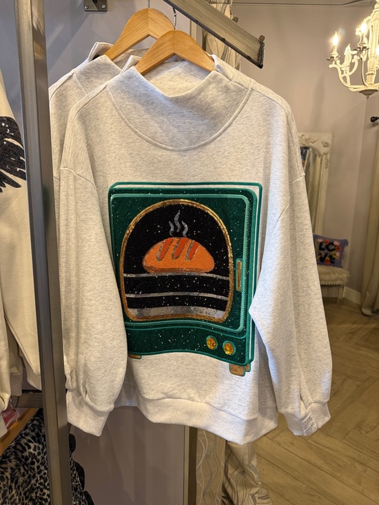 QUEEN OF SPARKLES Tops - QUEEN OF SPARKLES Bun in the Oven Gray Sweatshirt